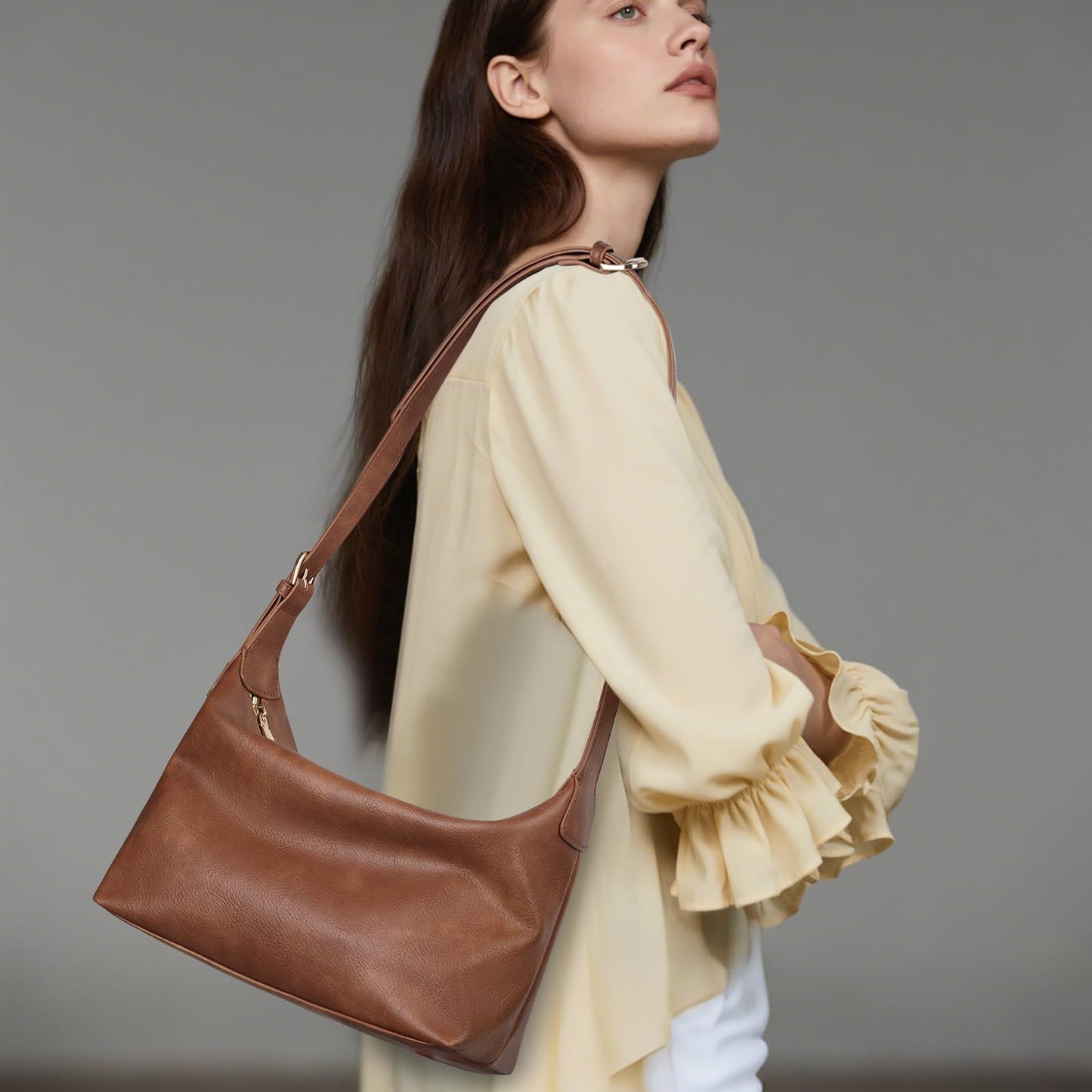 FALAN MULE Hobo Bags for Women Soft Foldable PU Leather Tote Crossbody Purses Stylish Slouchy Shoulder Handbag