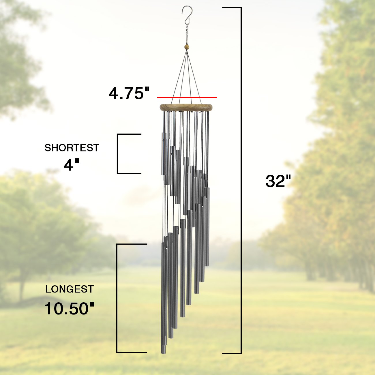 Sorbus Wind Chimes – Tubular Decorative Outdoor Garden Accent with Soothing Musical Bell Sounds – Great for Memorial, Home, Deck, Patio, or Garden, Metal