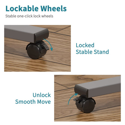 Laptop Table Mobile Adjustable Height Portable Desk Notebook Swivel PC Computer Rolling Desk with Wheels, Laptop Stand for Couch Bedside Hospital Bed Table