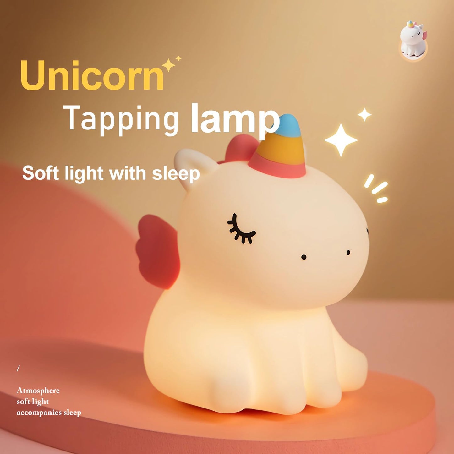 Night light for kids,Cute Unicorn Lamp, 3-Level Dimmable USB Rechargeable Lamp with Timer, Soothing Animal Toy for Nursery Bedroom Dorm Decor, Gift for Boys Girls Teens Adults (Birthday Christmas)