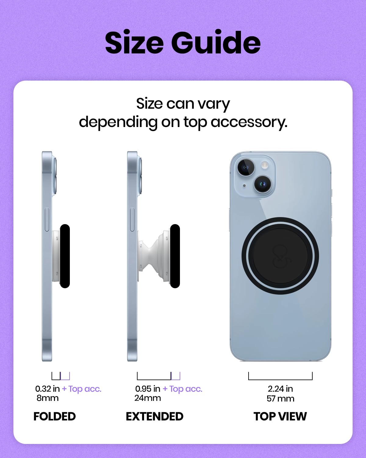 On The Grip Magnetic 3D Gummy Bear Style Expandable Collapsible Mobile Phone Grip Stand Holder for Smartphone Tablet Cell Phone Accessory (Matte Holographic)