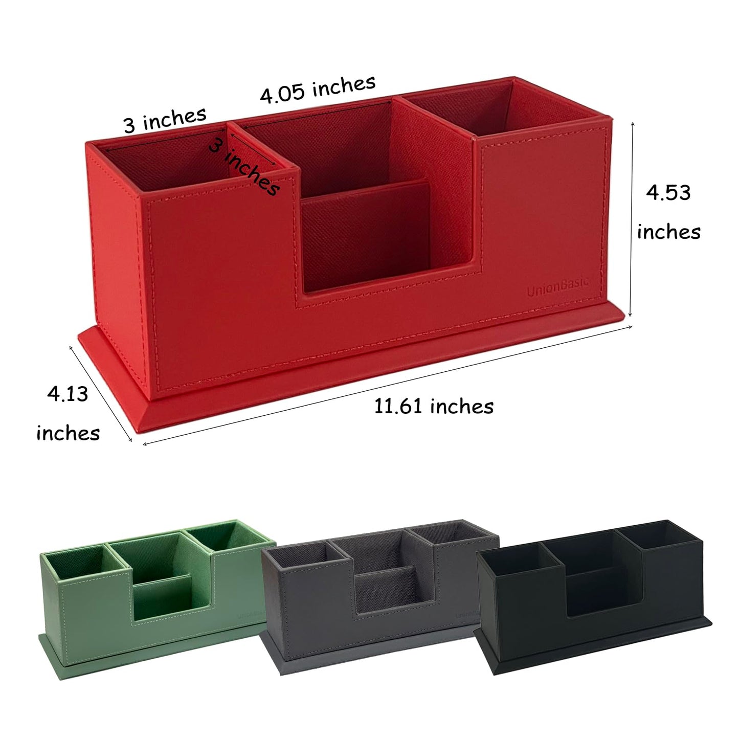 UnionBasic Desk Organizer, Desktop Caddy Leather Multi-compartment Pen Holder Office Stationer Organizer, Malachite Green