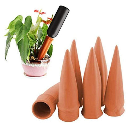 MorTime 6pcs Plant Watering Devices, Plant Waterer Self Watering Terracotta Spikes Automatically Water Your Indoor and Outdoor Plants While On Vacation