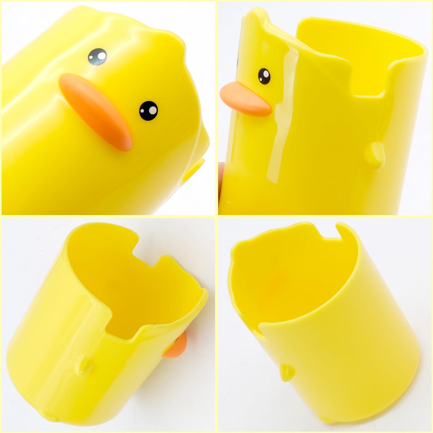 inheming 2 Pcs Pencil Holder for Kids, Cute Cartoon Little Yellow Duck Pen Holder, Multifunctional Phone Holder Makeup Brush Holder Stationery Storage Cup