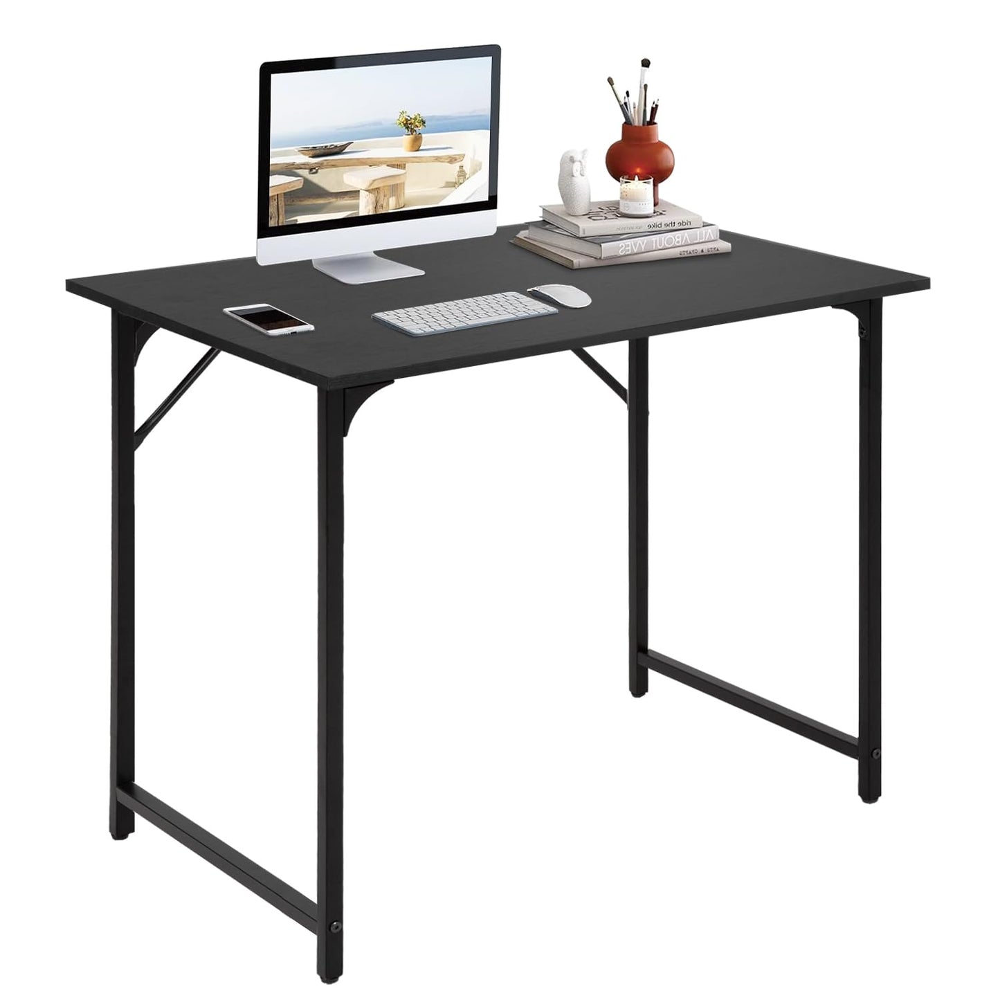 BestOffice Computer Desk,Home Office Desk, Modern Simple Style for Home Office Study Writing (Black, 32 Inch)
