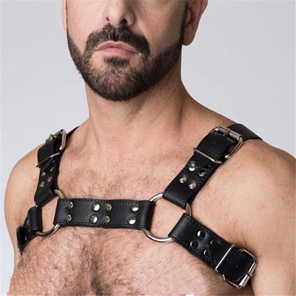 Goobester Leather Chest Harness Men Adjustable Body Bondage Harness Belts Style 4