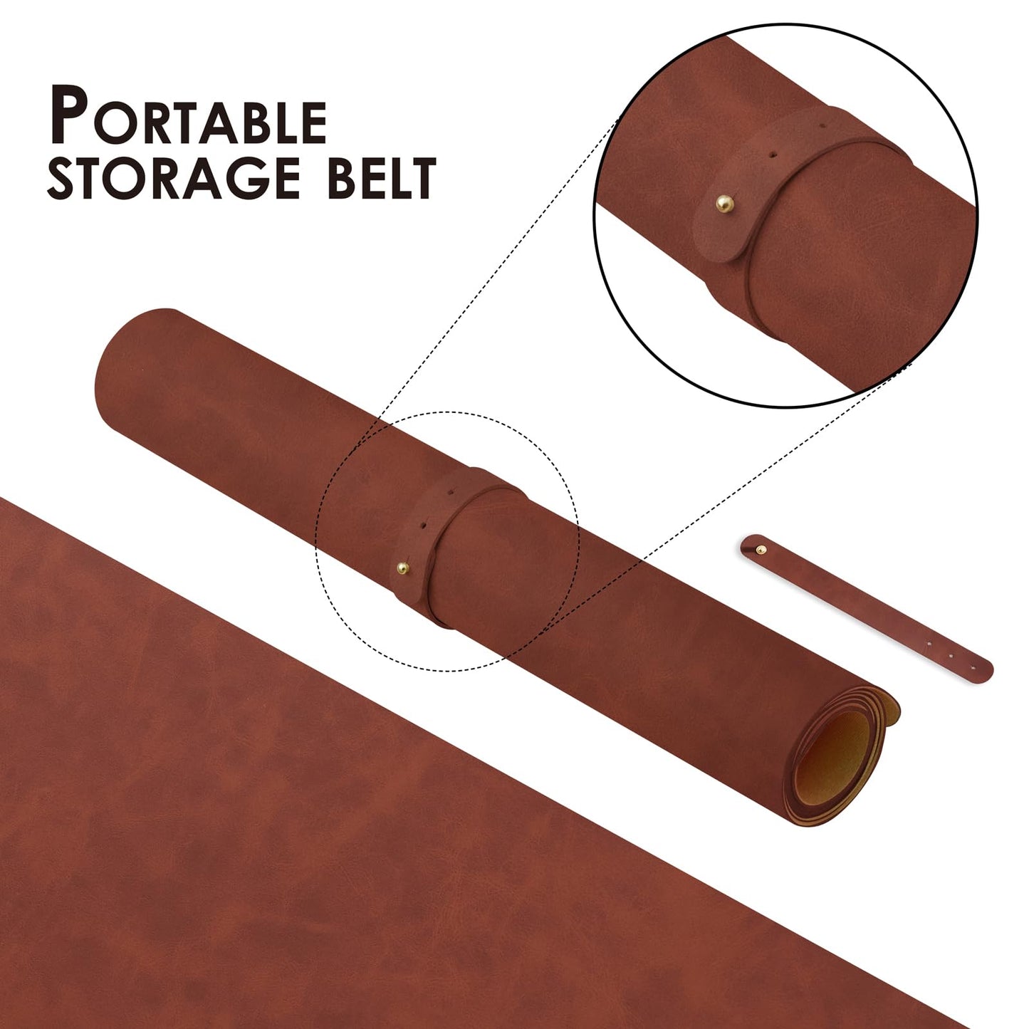 Distressed Leather Desk Mat - Non-Slip PU Desk Pad for Office and Home - Desk Organization and Accessories - Ideal for Large Mouse Pad and Desk Mats on Top of Desks(Mahogany,47.2"x 17")