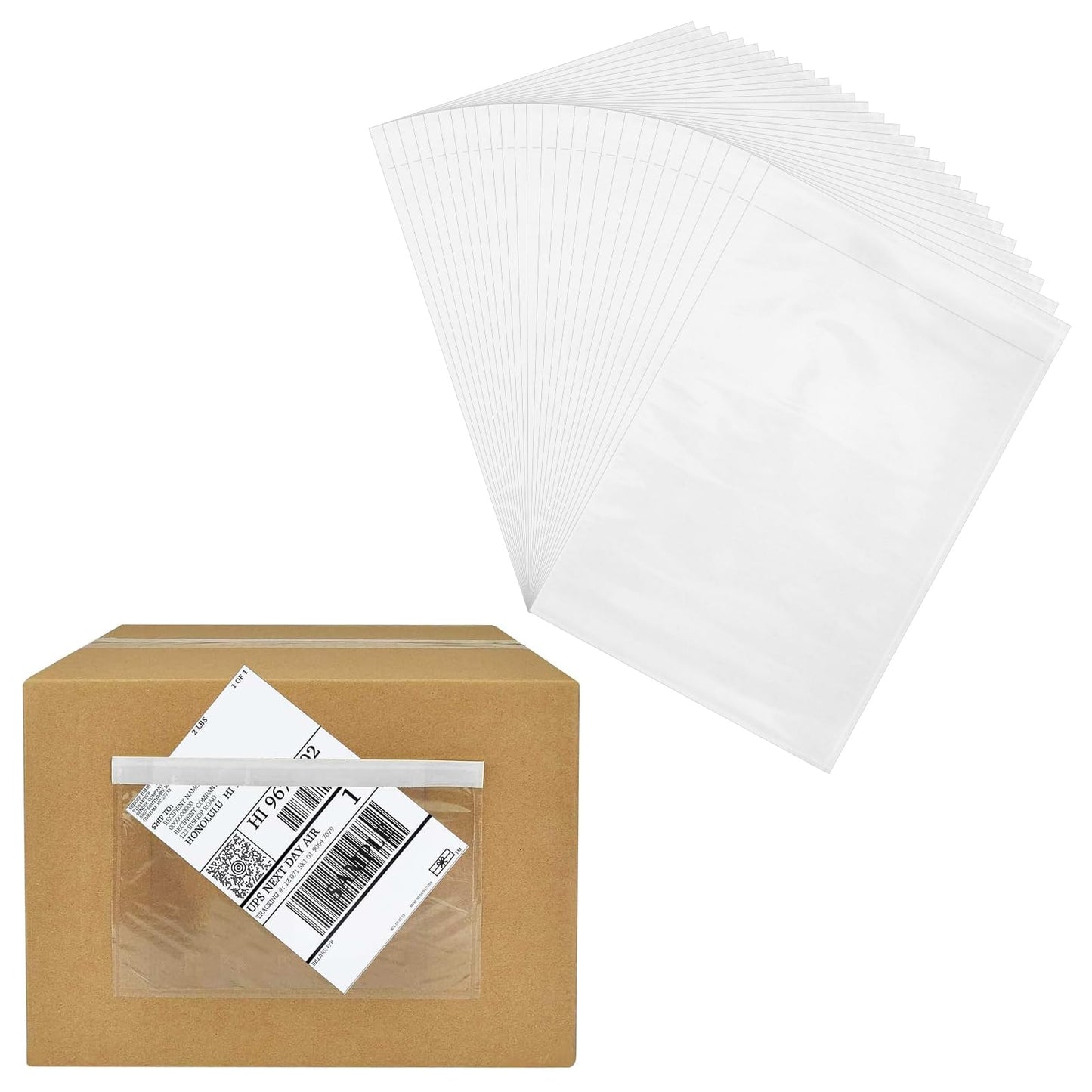 Oqqlin 200 Pcs 7 x 10 Inch Clear Packing List Envelopes Bulk, Self-Adhesive Shipping Label Sleeves Waterproof Packing Slip Pouches for Mailing Documents, Invoices, Shipping Labels