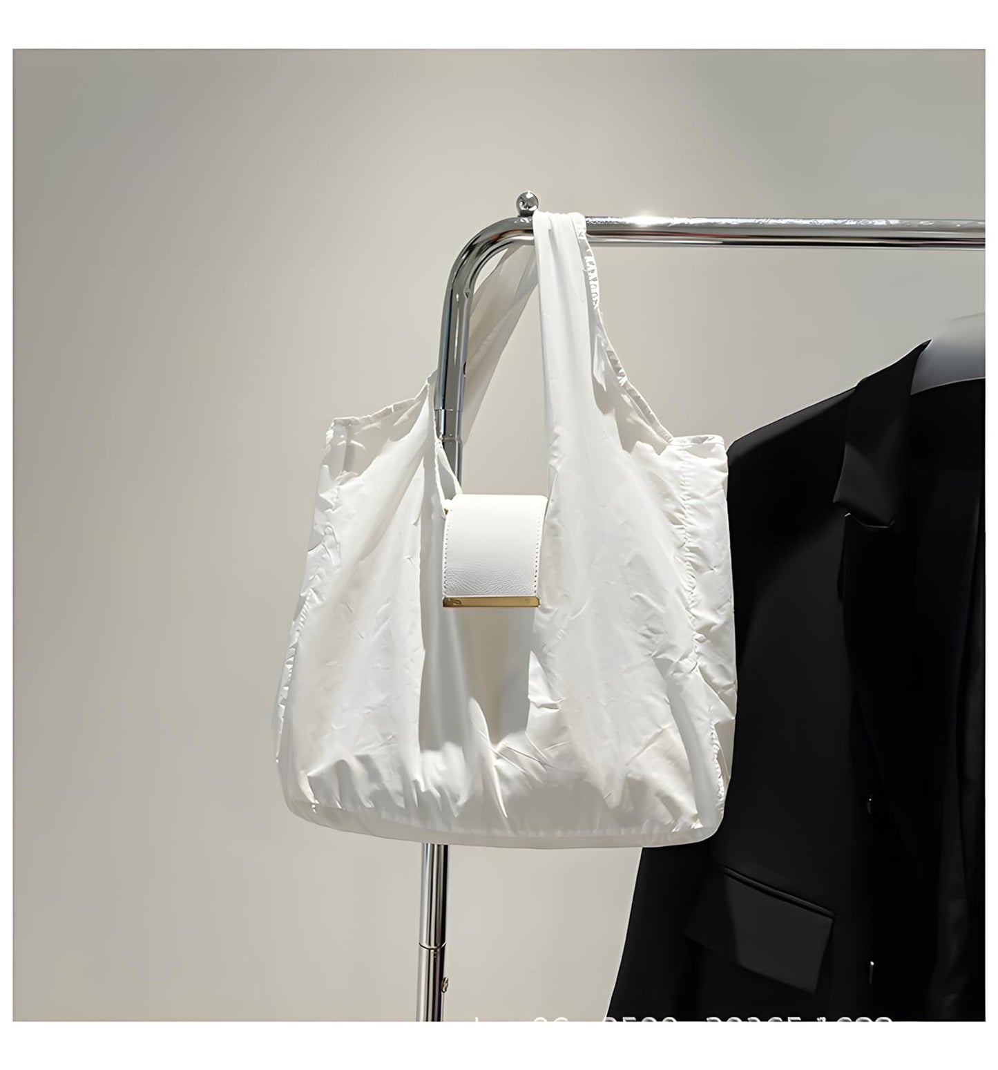 Locus Amoenus Foldable Reusable Shopping Bag Keychain, Portable Eco-Friendly Grocery Tote Bag for Women, Lightweight Travel Shopping Bag (white)