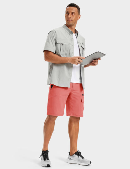 TACVASEN Mens Cargo Shorts Outdoor Lightweight Quick Dry Casual Golf Summer Hiking Dress Work Shorts Fishing Elastic Waist Pink 40