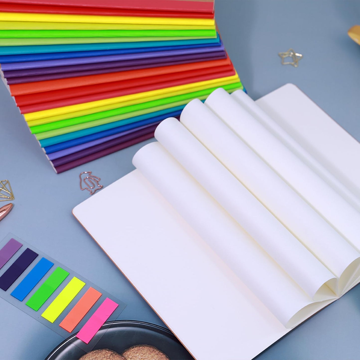 24 Pack Kraft Notebooks, Journals in Bulk for Writing, Blank Paper Sketchbooks, 60 Pages Notebook, 8.3x5.5 Inch, A5 Size, Travel Journal Set, for Gifts, Students and Office Supplies
