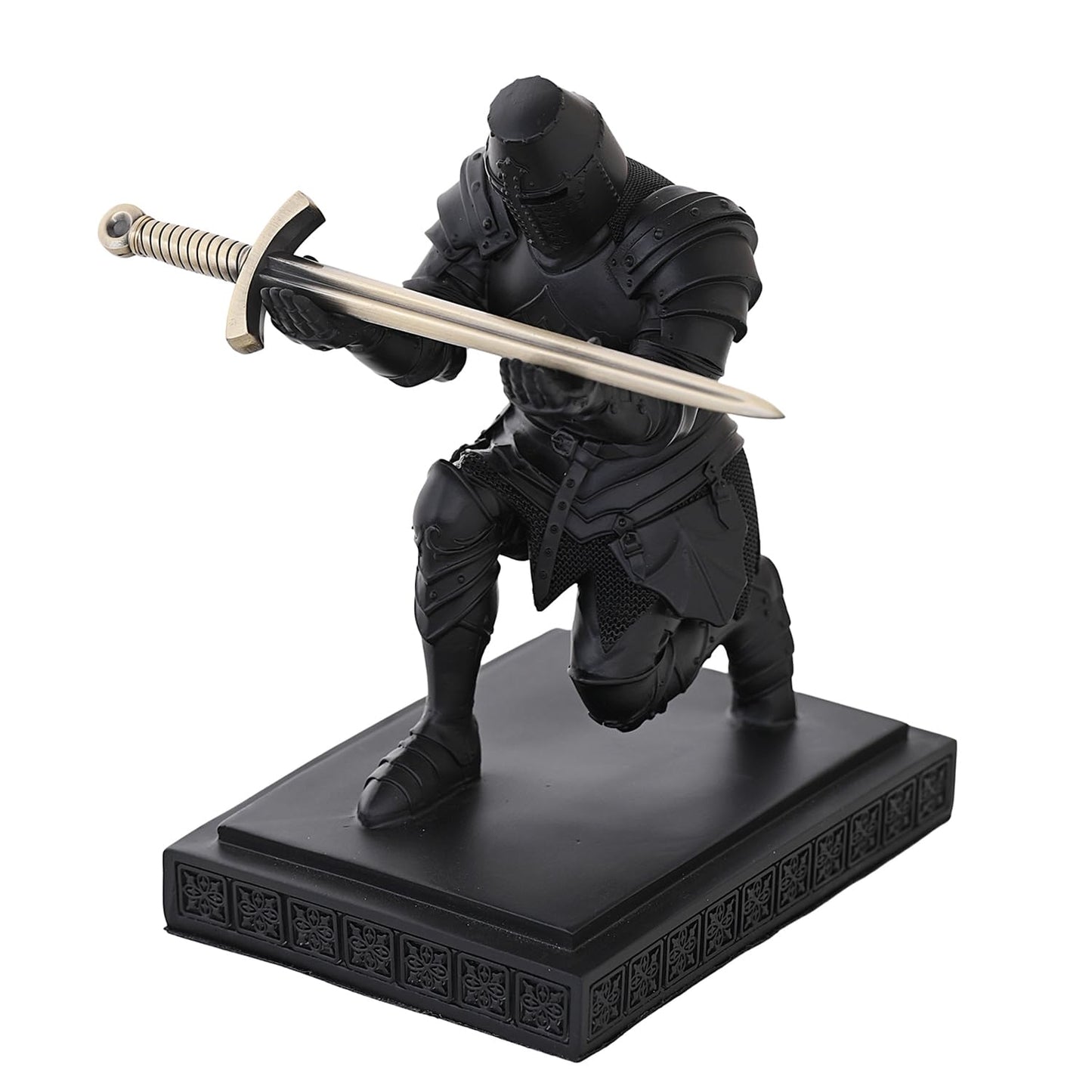 NCQIXIAO Templar Vanguard Soldier Pen Holder Pencil Stand Desk Organizers and Accessories as Gift for Medieval Warrior Enthusiast (Black)