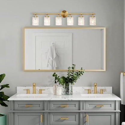 ALICE HOUSE Modern 6-Light Bathroom Vanity Light, 41” Brushed Brass Finish Wall Lighting Fixture Over Mirror for Bathroom, Powder Room, Makeup AL5095-W6