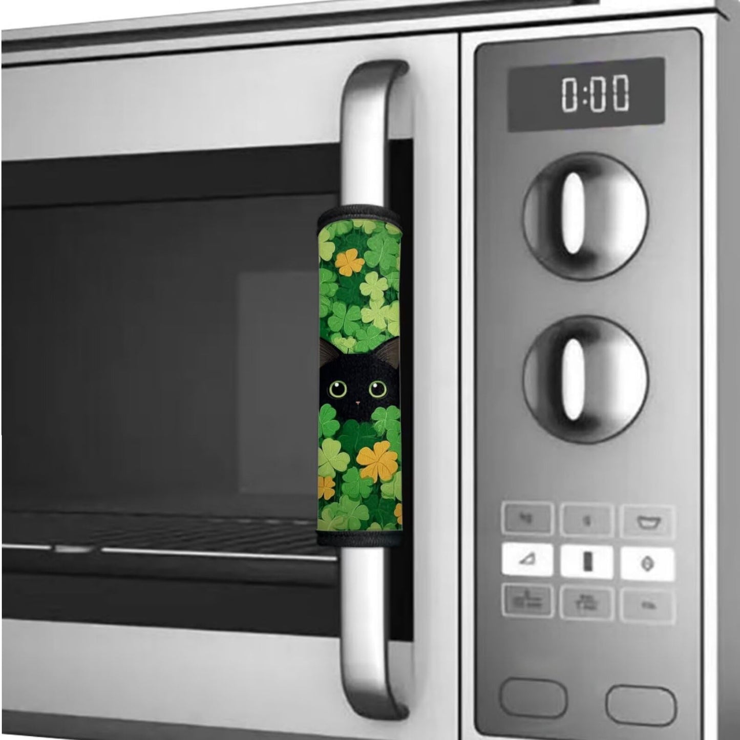 Hwzdsyxl Black Cat Shamrock Print Refrigerator Door Handle Covers 6 Pieces Fridge Oven Protector Kitchen Appliance Handle Gloves Protector for Microwave Dishwasher Stove St. Patrick's Day Decor