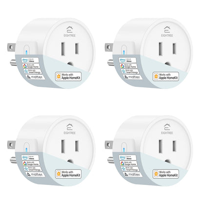 EIGHTREE Matter Smart Plug 𝗛𝗼𝗺𝗲𝗸𝗶𝘁 𝗦𝘂𝗽𝗽𝗼𝗿𝘁𝗲𝗱 𝗛𝘂𝗯 𝗥𝗲𝗾𝘂𝗶𝗿𝗲𝗱, Smart Plugs That Compatible with Alexa & Google Home, WiFi Plug w/Remote Control, Timer & Schedule 2.4GHz Wi-Fi