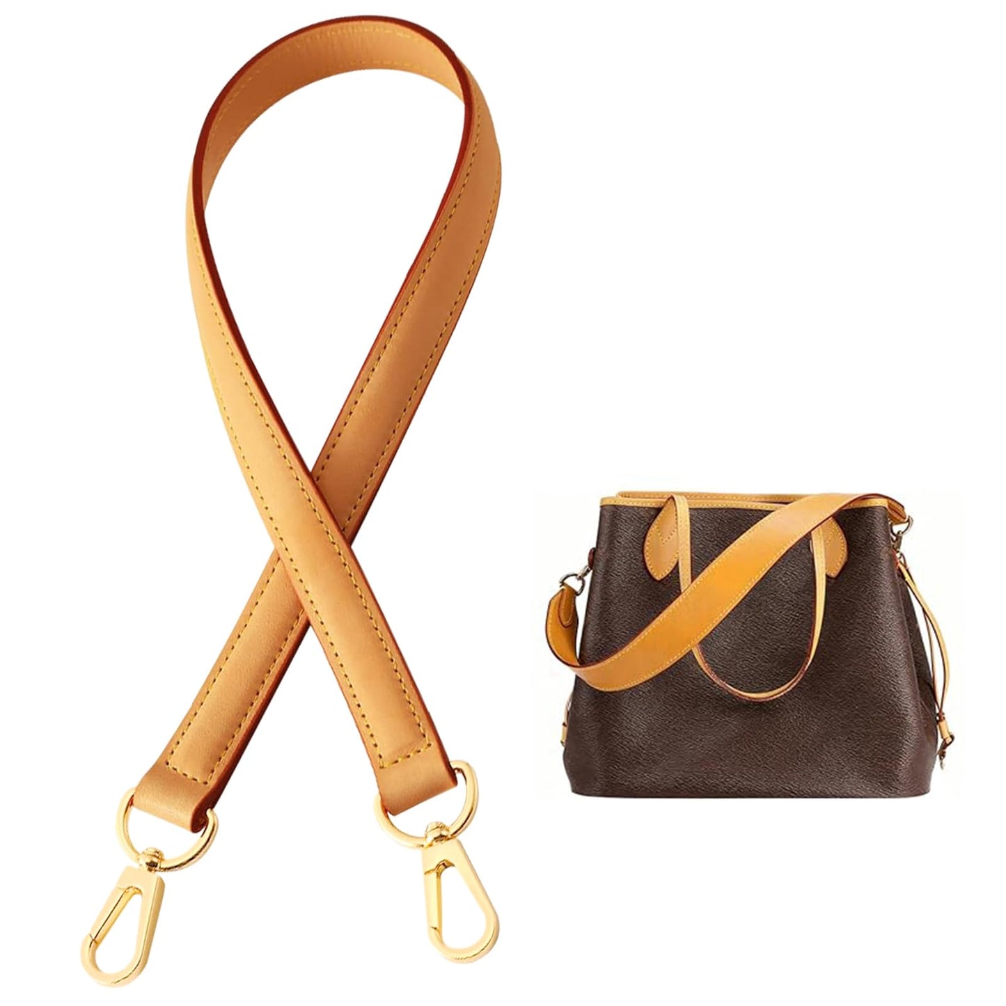 STBL Genuine Vachetta Leather Replacement Straps Purse Shoulder Short Strap Conversion kit for Graceful Tote Soft Speedy Alma and Dauphine & DIY Leather Purse Strap ﻿ (Beeswax)