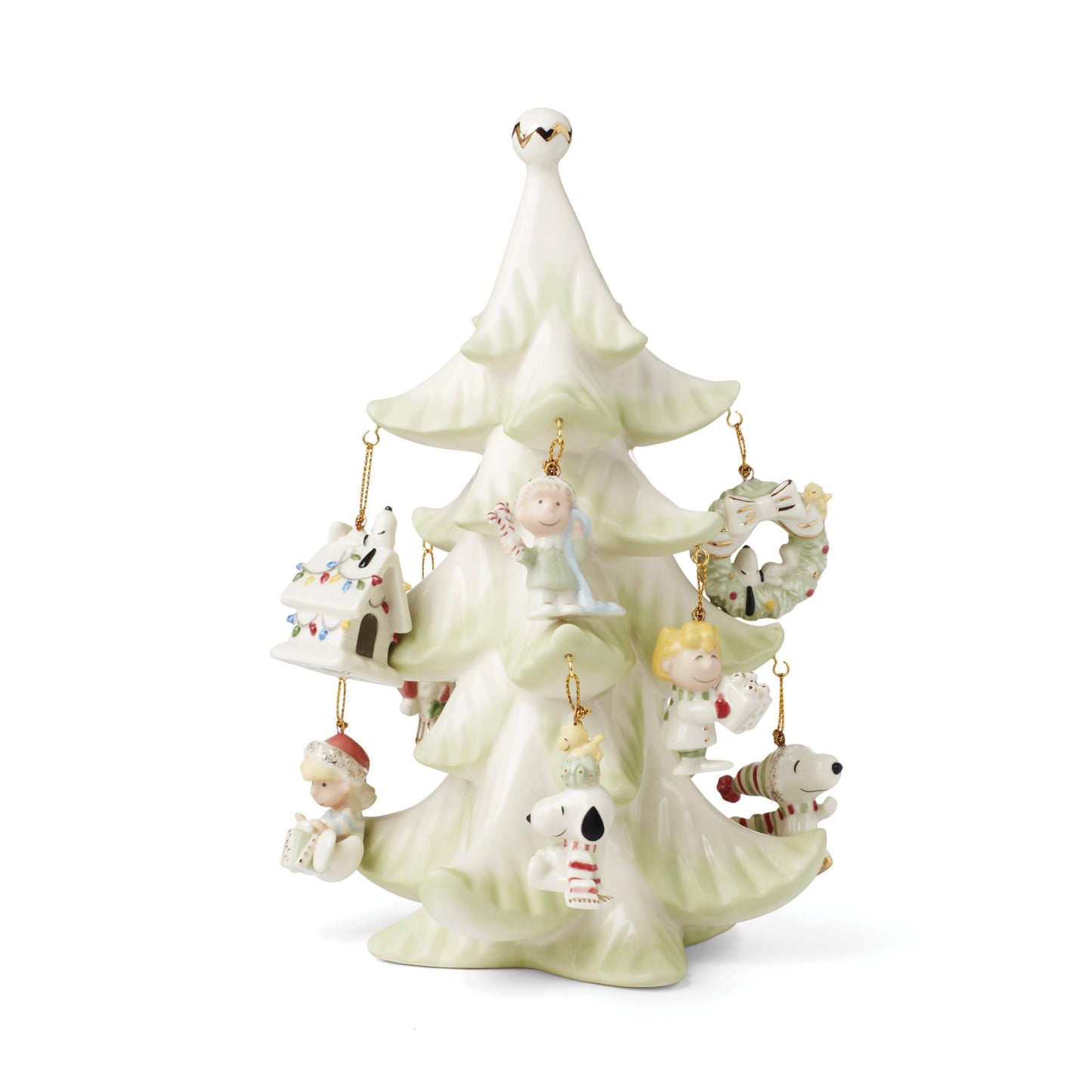 Lenox 6361265 Snoopy & Friends 11-Piece Christmas Tree Ornament Set, Display Stand