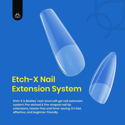 Beetles Gel Nail Kit Short Almond, 240Pcs Easy Nail Extension Set Shaped Clear Tips with 5 in 1 Nail Glue Base & Top Coat and Mini UV Lamp, Nail Tips Art Acrylic Nail Kit Gifts for Women