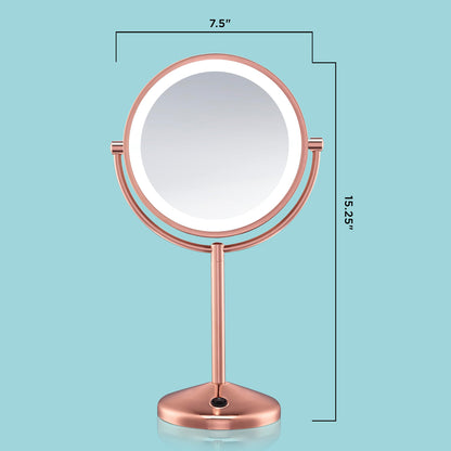 Conair Lighted Makeup Mirror, LED Vanity Mirror, 1X/8X Magnifying Mirror, Battery Operated in Brushed Nickel