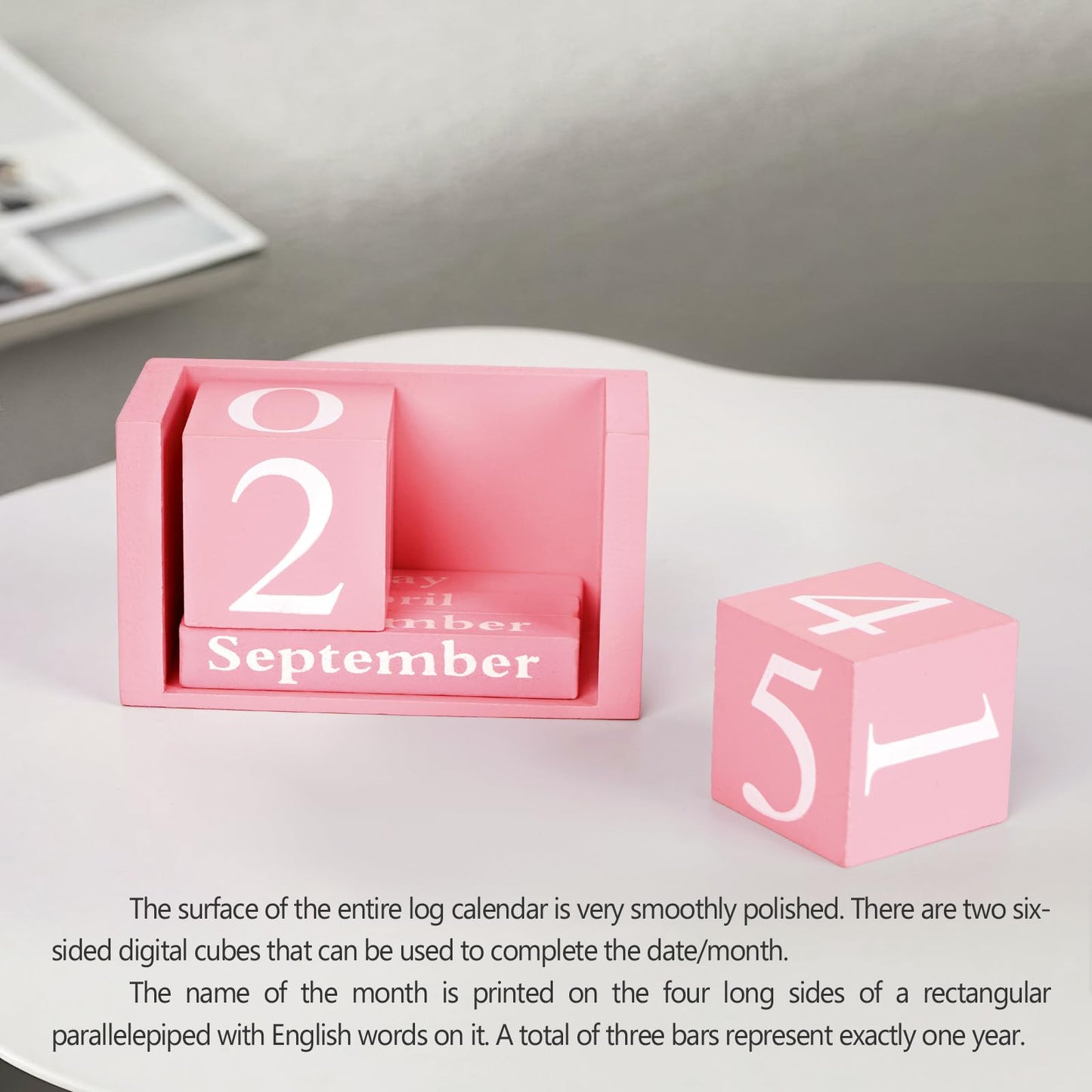 Notakia Pink Decor Wooden Desk Blocks Calendar Perpetual Block Cute Office Pink Desk Accessories Preppy Room Decor for Women