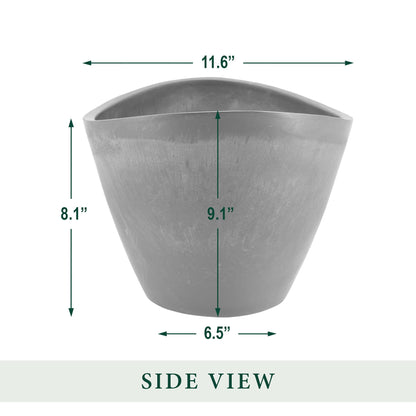 PSW Pot Collection YB41TCB Plastic/Stone/Wood Composite Curved Planter Pot – No Drainage Hole (Drillable), for Indoor and Outdoor Plants and Gardens, 16-inch, Terra Cotta Color