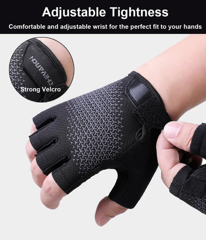 SUJAYU Fingerless Workout Gloves for Men Women Bike Gloves for Men Cycling Bicycle Accessories, Guantes para Bicicleta Hombre Guantes Ciclismo Hombre (Black, Medium)