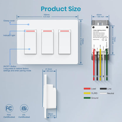Milfra Smart Light Switch Single-Pole,Smart Switch 2024 New Model 10A,Compatible with Alexa, Siri and Assistant,Voice and Remote Control,Neutral Wire Required,No Hub Required