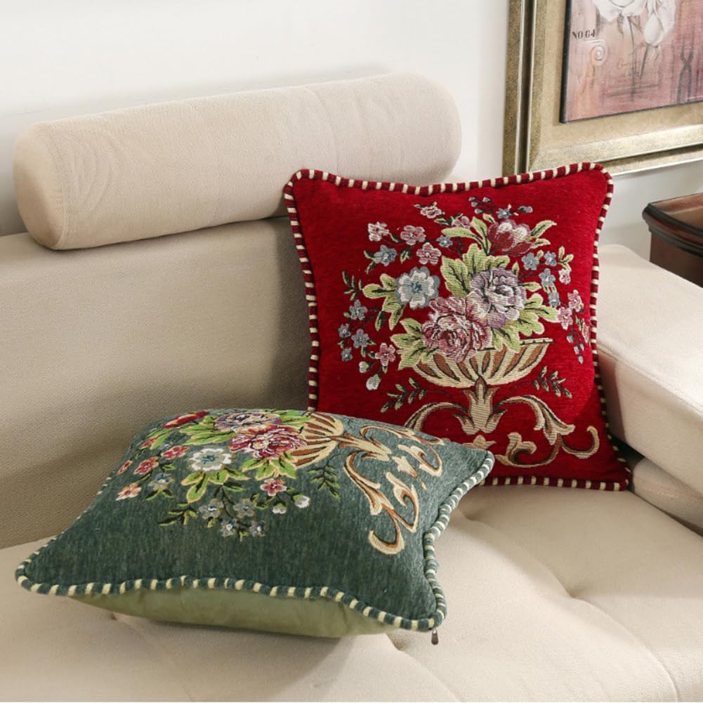 Qupace Set of 2 Beige Vintage Throw Pillows Covers 18x18in