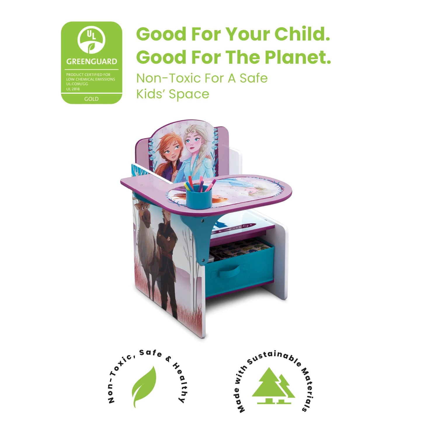 Delta Children Chair Desk with Storage Bin, Disney Frozen II