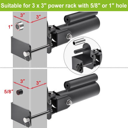 SELEWARE T Bar Row Landmine Attachment for 3" x 3" Power Rack with 5/8" or 1" Hole - Versatile Fit for 1" Standard Bar and 2" Olympic Bars, Free Swivel Heavy Duty Structure