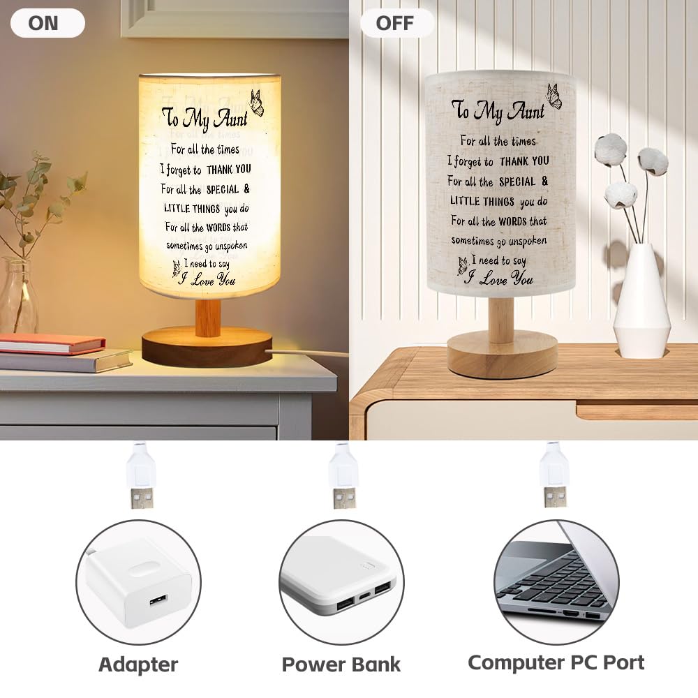ZuEiiDop Aunt Table Lamp Gifts Auntie Gift Ideas Mothers Day Birthday Gifts for Aunts from Niece Nephew Christmas I Love You Gift for Aunts Aunties Tia Gifts for Women Aunt Bedside Lamp for Bedroom