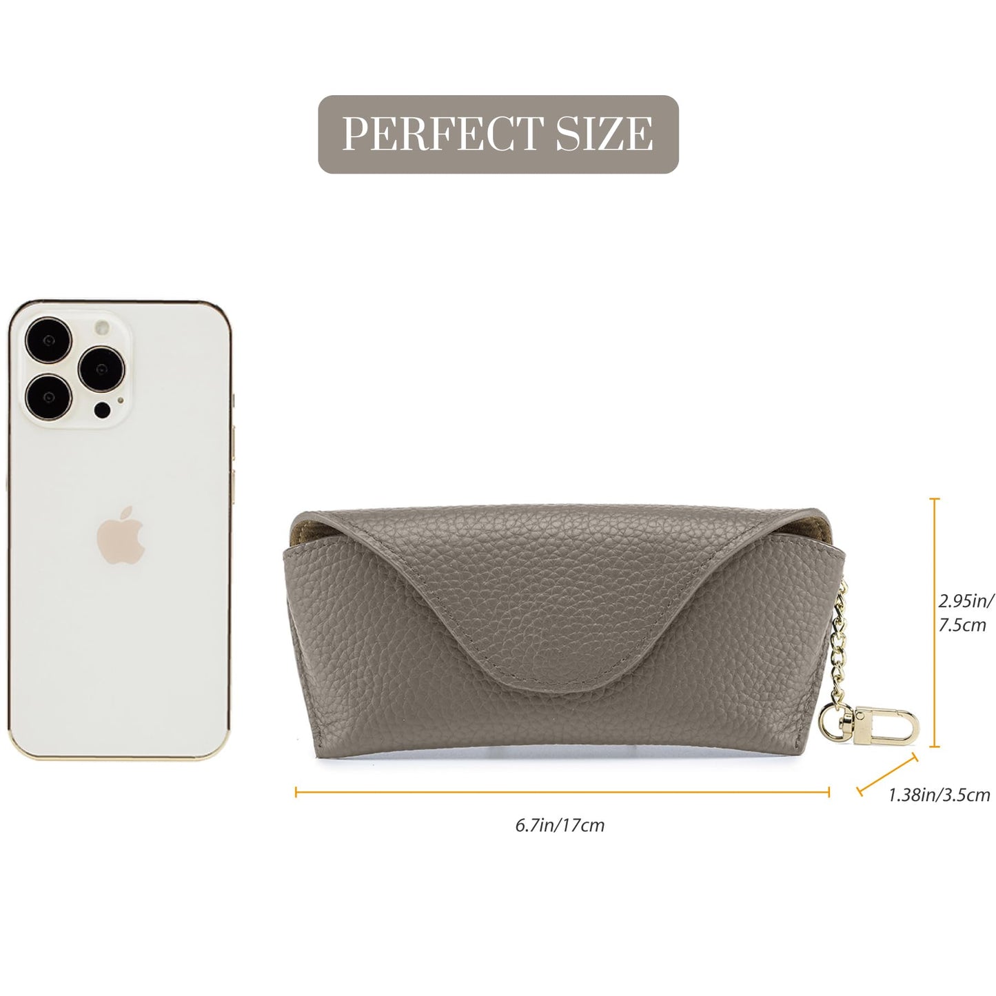 EutDett Genuine Leather Sunglasses Case, Portable Soft Travel Sun Glasses Case with Hanging Hook, Eye Glasses Storage Shell Pouch for Women Men