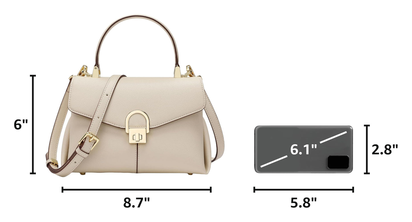 Top Handle Bag Small Purses and Handbags for Women Fashion Leather Shoulder Bag,Purses for Women,Metal Button Lock.