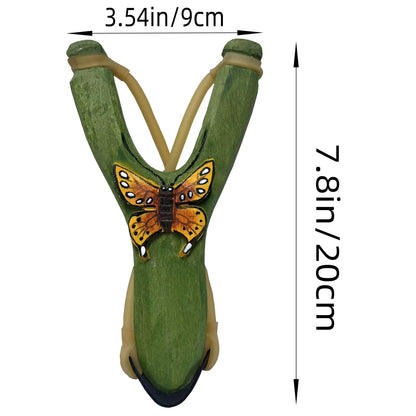 LANJAY Solid Wood Slingshot with Custom Engraving, Includes Clay Balls & Pompoms - Target Shooting & Outdoor Activity Toy for Kids & Adults, Ideal Children's Gift