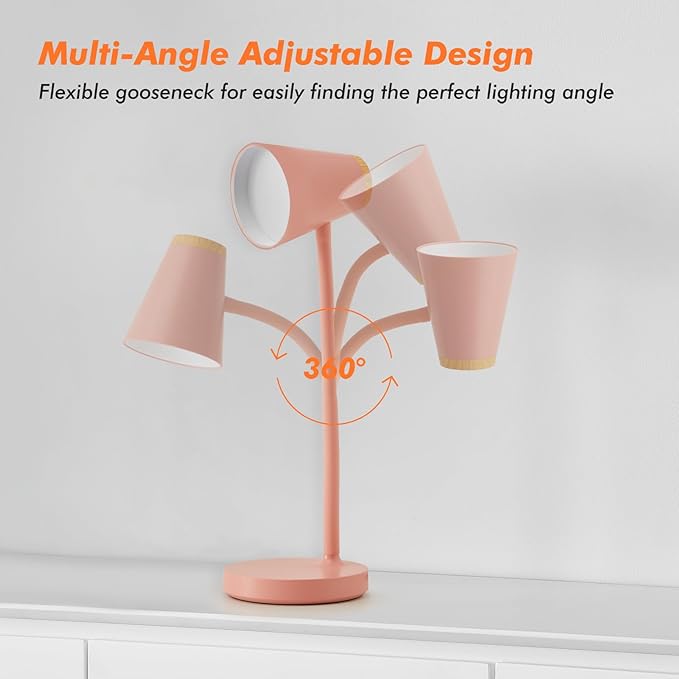 Desk Lamps for Home Office - Small LED Desk Lamp Touch Dimmable Reading Light for College Dorm Room - Adjustable Flexible Gooseneck Table Lamp for Bedside Bedroom Nightstand Pink