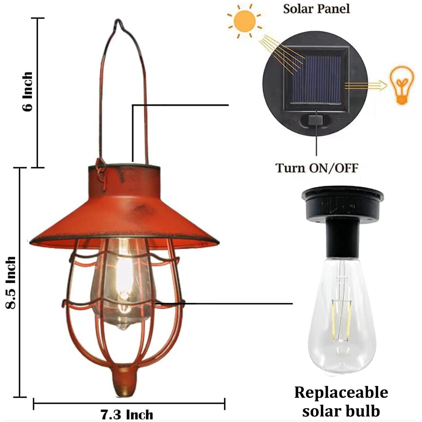 YAKii 2 Pack Solar Lantern Hanging Waterproof Outdoor Metal Solar Lamp with Warm White Light Decorate for Yard Garden Pathway Patio Porch Decor (Red)