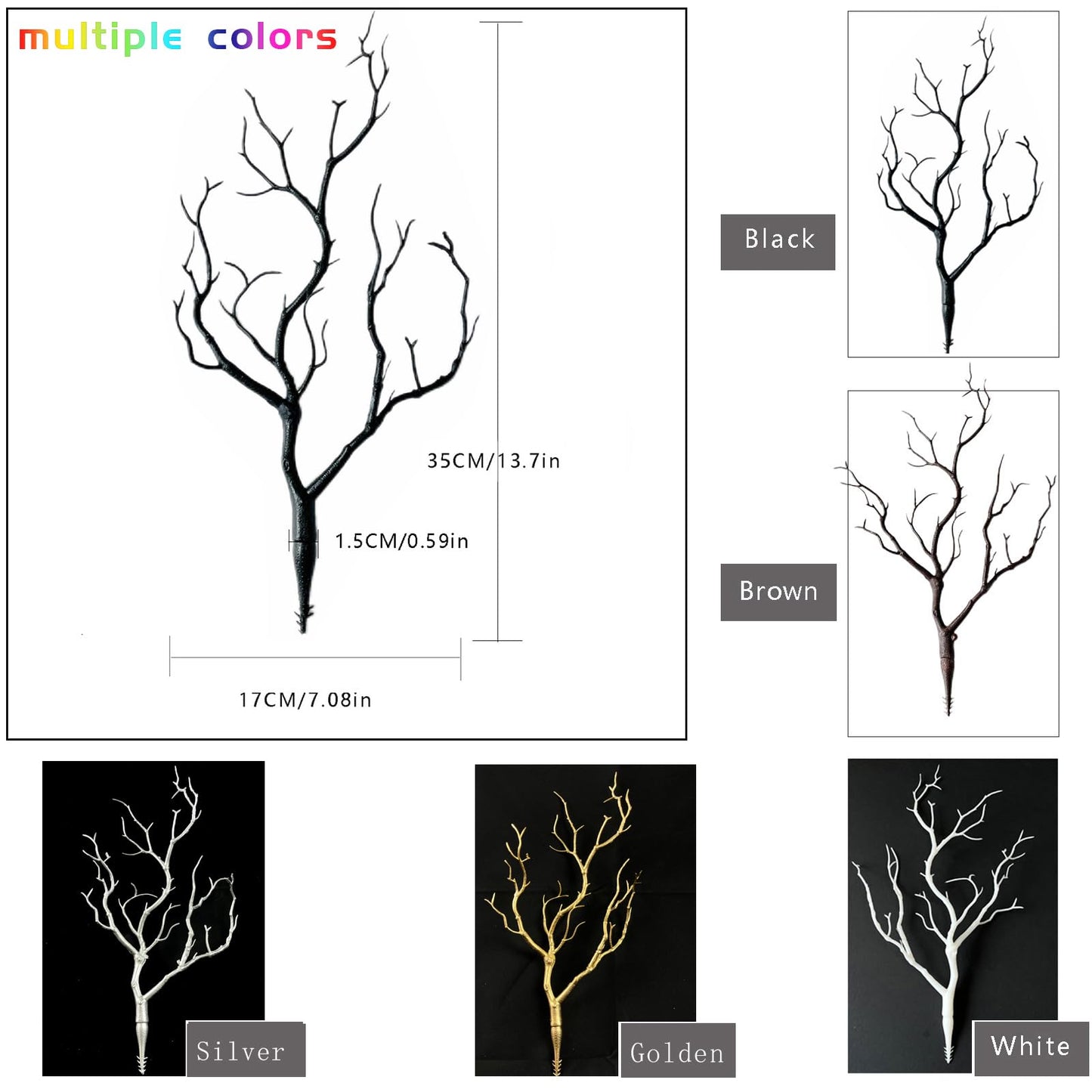 Threemonkys 13.8 inches Artificial Coral Branches Fake Antler Branches Small Branches for Home Decoration Flower Arrangement Wedding Christmas Halloween Festival (White 4PCS)