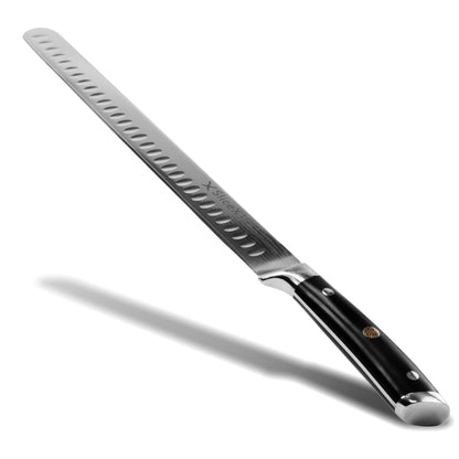 Luxury Brisket & Carving Knife - Thoughtful Gifts for Men and Dad - 12" Japanese AUS-10V Damascus Steel - 63+ HRC - Razor Sharp, Full Tang, Military Grade Ergonomic Handle