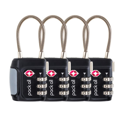 pack all Travel Accessories Bundle | TSA Cable Locks(4 Pack) & 88 Lbs Luggage Scale(Red)