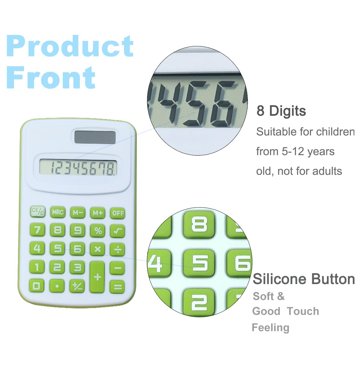 Basic Calculator 8 Digit Silicone Button Desktop Calculator (4 Colors, Set of 8) (B, Pack of 8)