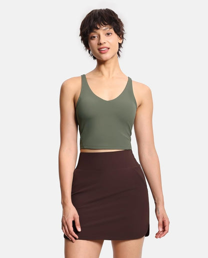 Womens' Longline Wirefree Padded Sports Bra - Medium Support for Active Lifestyle