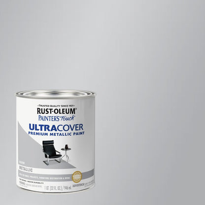 Rust-Oleum 254100 Painter's Touch Metallic Paint, Quart, Metallic Silver, Pack of 1