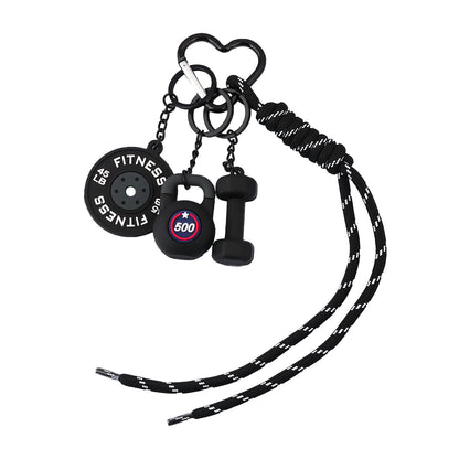 Locus Amoenus Gym Equipment Bag Charms DIY Soft Rubber Dumbbells Keychain for Fitness enthusiast Couple Backpack Jewelry Gift (Black)