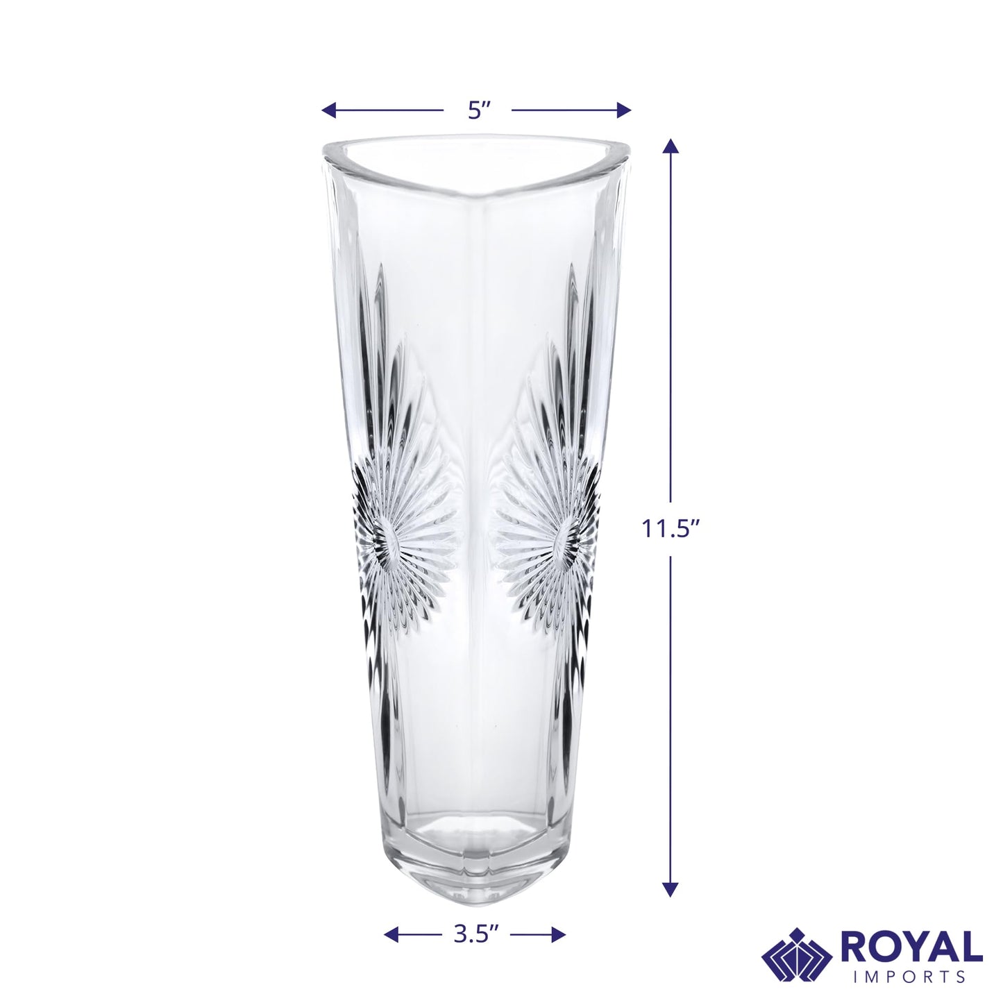 Crystal-Look Glass Flower Vase Centerpieces for Tables 11.5" x 5" Star Design Glass Vase Candle Holders Wedding Decor Vases for Centerpieces, Home & Event Decorations - Royal Imports