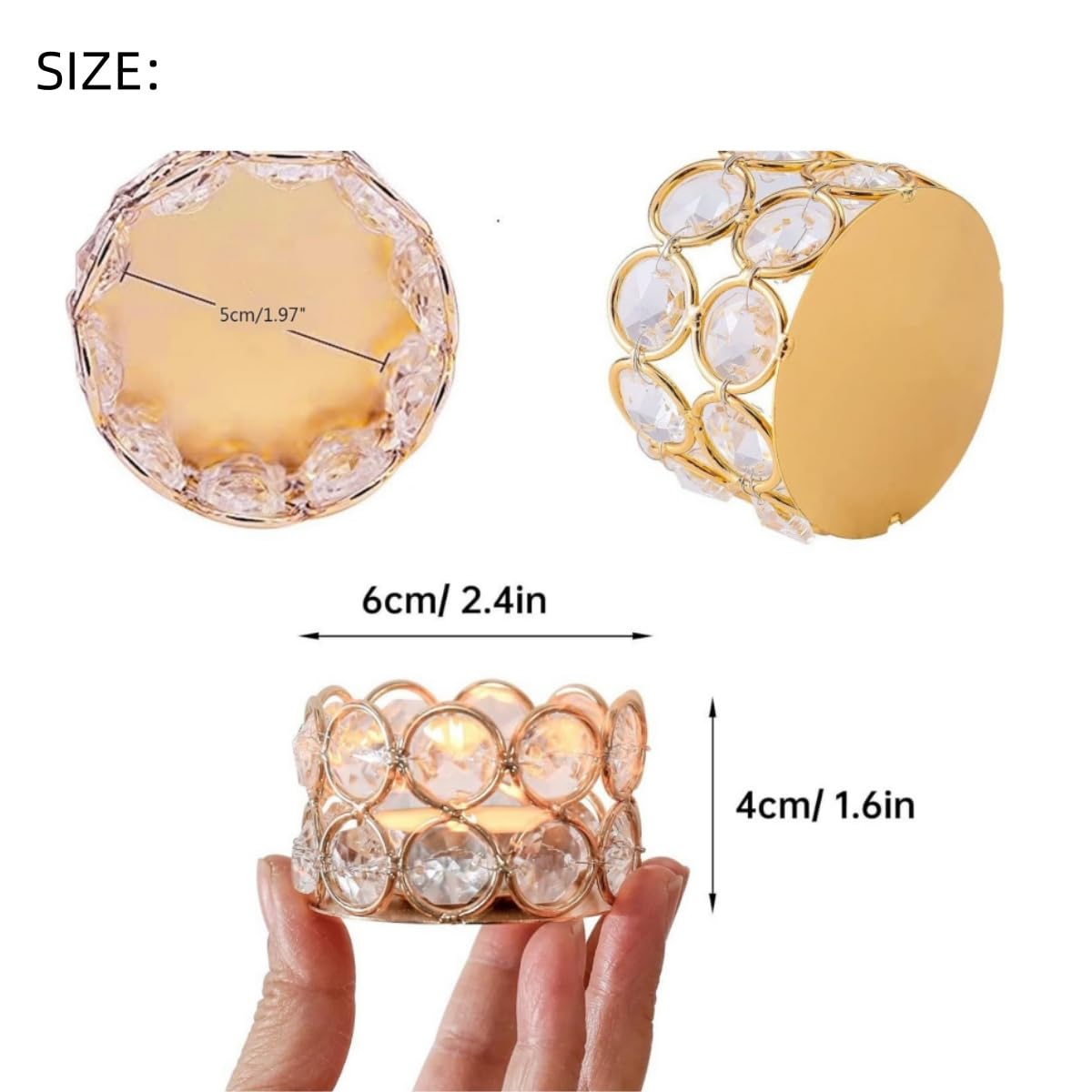 4PCS Gold Tea Light Holders, Gold Candle Holders Bulk for Wedding Table Centerpiece, Mercury Glass Tealight Holder for Home Decor, Wedding, Dinning, Party, Anniversary,Christmas Decorations (4)