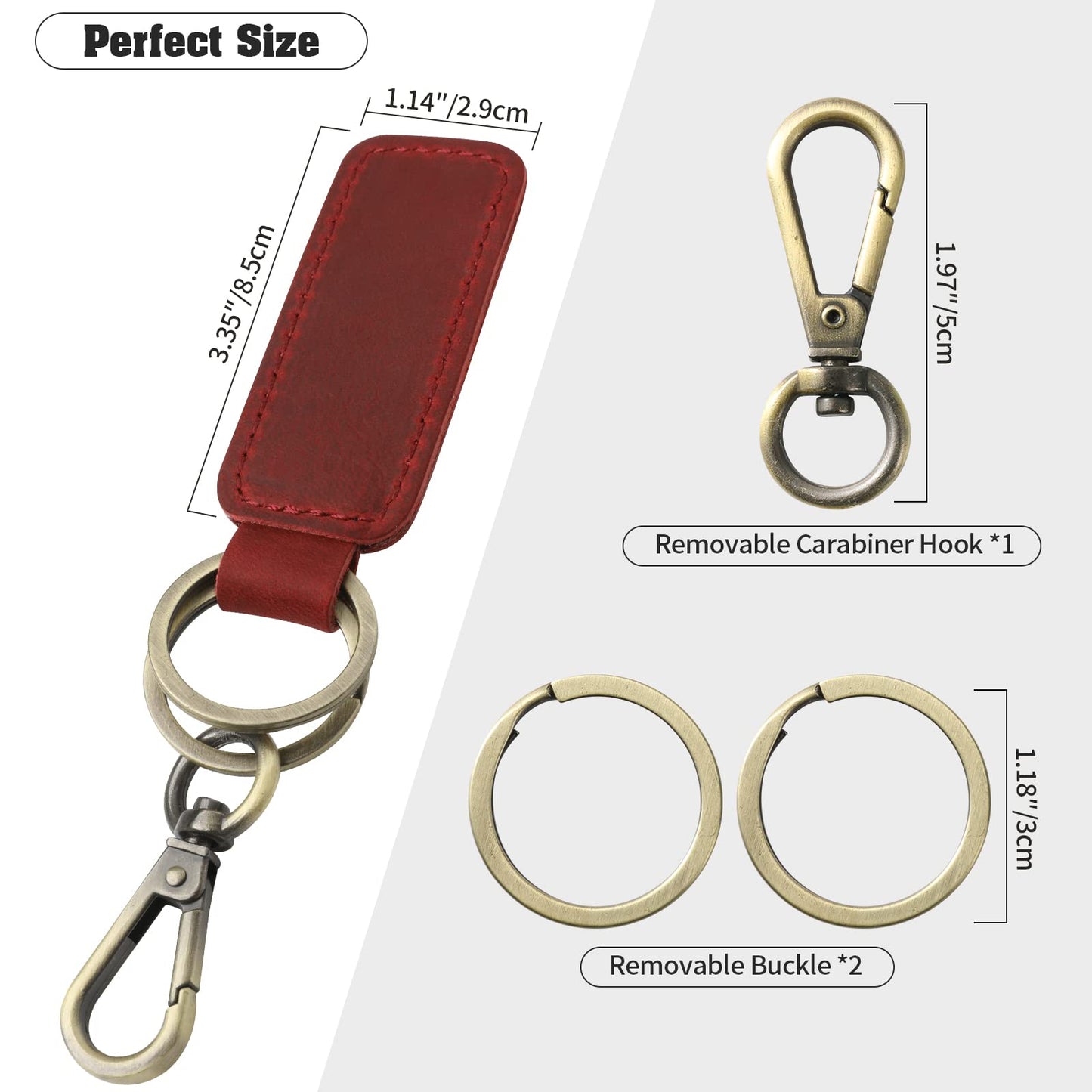 Jack&Chris Genuine Leather Car Keychain, Universal Key Fob Keychain, Leather Key Chain Holder for Men and Women, JC306…