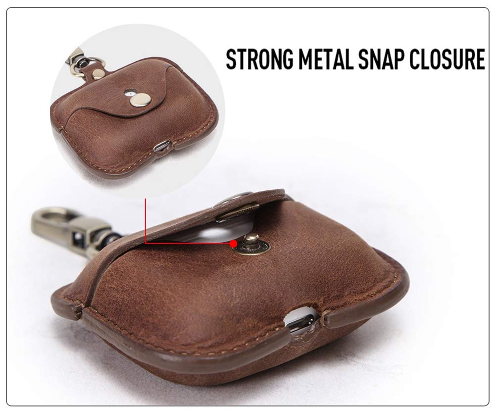 Compatible with AirPod Pro 3(2025) Case Leather,Leather Protective Airpod Pro 1st/2nd/3rd Case Cover Shockproof with Loss Prevention Clip for AirPods Pro Wireless Charging Case for airpods (Brown)