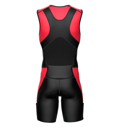 Sparx X Triathlon Suit Men Racing Tri Cycling Skin Suit Bike Swim Run (Shocking Red, XL)