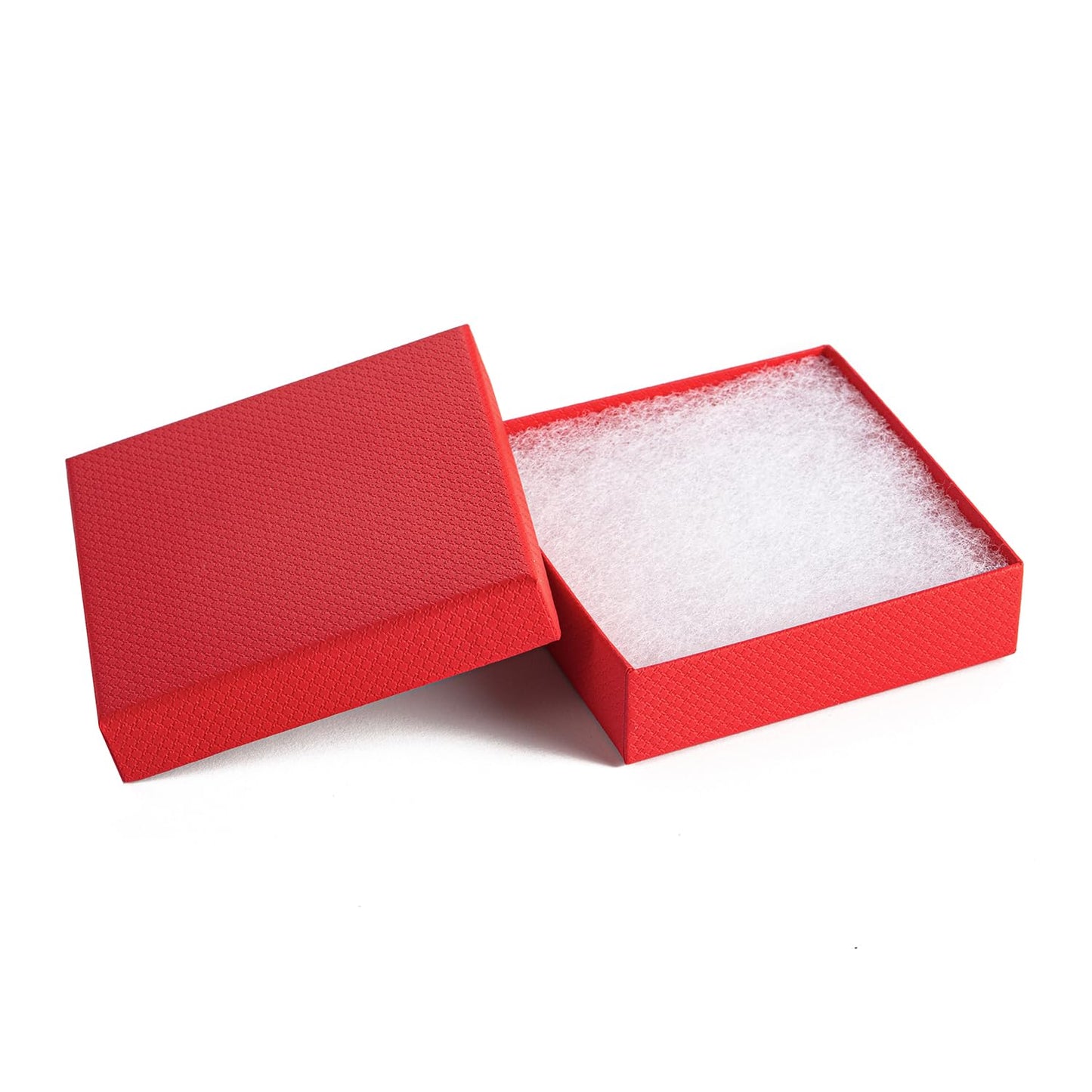 Magicool 20 Pack 3.5x3.5x1 Inch Red Cardboard Jewelry Boxes, Gift Boxes with Lids and Cotton, Perfect for DIY, Wedding, Engagement, Mother's Day, Birthday