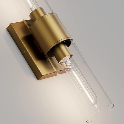 Tipace Bathroom Vanity Light Fixtures,Indoor Gold Wall Lights with Clear Glass,Modern Wall Sconces Up and Down Wall Mount Lamp for Bathroom,Bedroom,Hallway,Kitchen(Bulb not Include)